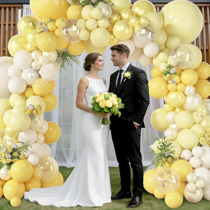 Amandir 173 Pcs Pearl Yellow Balloon Arch Kit | Double Stuffed Pastel Light - Image 5