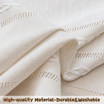 Sutuo Home Ivory Boho Curtain 52W x 36L inch White Striped Light Filtering - Image 6