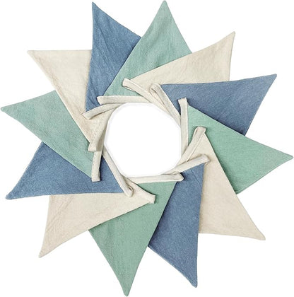 2 Sets of Blue Green Nursery Garland 24Pcs Green Blue Fabric Linen Pennant - Image 4