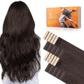 DOORES Invisi Edge Hair Extensions Tape in, Light Dark Brown 10 Injection Tape-ins with 10 Classic Tape-ins 50g 18 Inch, Injection Tape in Extensions Virgin Human Hair Thick Ends