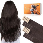DOORES Invisi Edge Hair Extensions Tape in, Light Dark Brown 10 Injection Tape-ins with 10 Classic Tape-ins 50g 18 Inch, Injection Tape in Extensions Virgin Human Hair Thick Ends