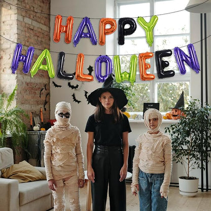 TONIFUL 16 Inch Happy Halloween Balloons Banner, Sign Decorations, Colorful - Image 5