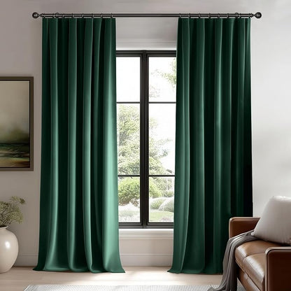 Beauoop Velvet Curtains for Bedroom Living Room Dark Green 52x108 2 Panels | by Beauoop