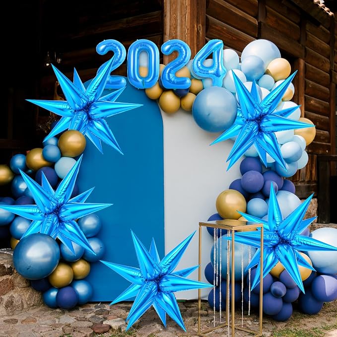 Blue Star Balloons, 12 Point Large Spike Mylar Balloon - Image 3
