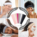 10 PCS Headbands for Women - Fashion Non Slip Cotton Headbands for Women and Men Perfect for Sports and Outdoor Activities in Summer,Including Running, Yoga, Cycling, Gym Workouts