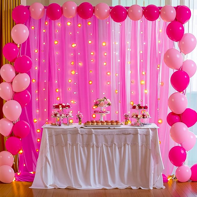 10x10ft Hot Pink Tulle Backdrop Curtain - Image 7