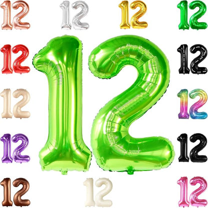 KatchOn Light Green 12 Balloon Number 40 Inch | Lime Green 12 Balloon, Happy by KatchOn