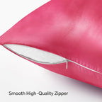BEDELITE Satin Pillowcase with Zipper, Hot Pink King Size Pillow Cases Set of 2, Super Soft and Cooling Similar to Silk Pillow Cases, Gift for Women Men(20x40 Inches)