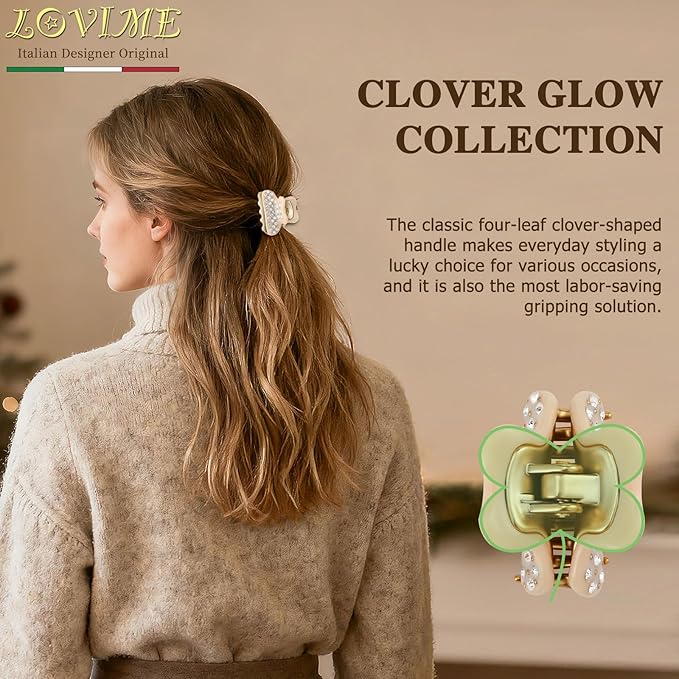 2026 Premium Durable Hair Claw Clip for Women, Original Italian Designed Strong Grip Hair Clips for Normal Fine Thin Hair, No Slip Jaw Clips with Gift Box for Christmas Birthday Girls, 1.7 Inch Beige