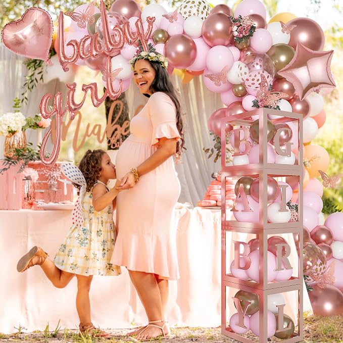 Amandir 134pcs Rose Gold Balloons Baby Box - Image 6