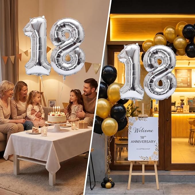 Number 18 Balloon Foil Mylar Balloons - Image 3