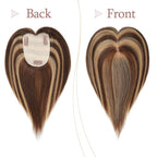 Human Hair Toppers for Women with Thinning Hair Real Human Topper Crown No Bangs 10 Inch #4P27 Medium Brown mix Dark Blonde