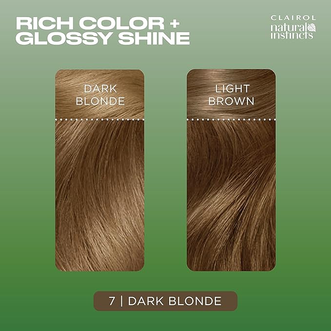 Clairol Natural Instincts Demi-Permanent Hair Dye, 7 Dark Blonde Hair Color, Pack of 3