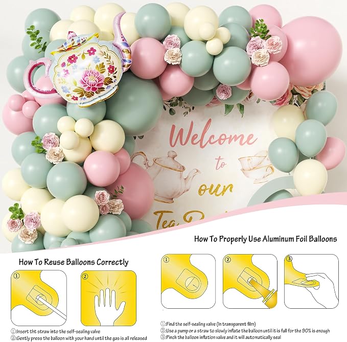 102pcs Tea Party Decorations Balloon Garland Arch Kit - Image 8