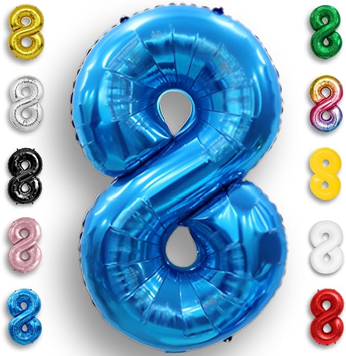 Blue Number Balloon 8 Mylar Foil Balloons 16 inch by Unknown