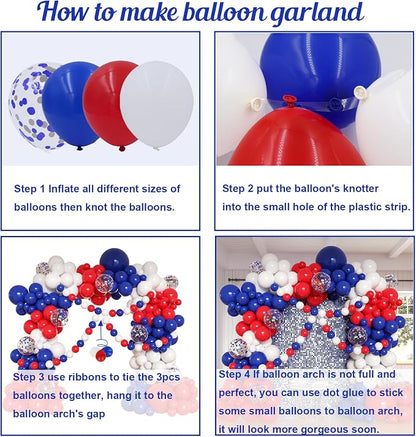 Red White and Blue Balloons Garland Arch Kit - Image 3