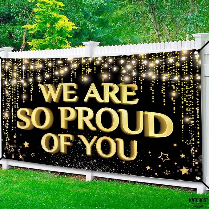 KatchOn Black and Gold Congratulations Banner 72x44 Inch | We Are So Proud of - Image 6