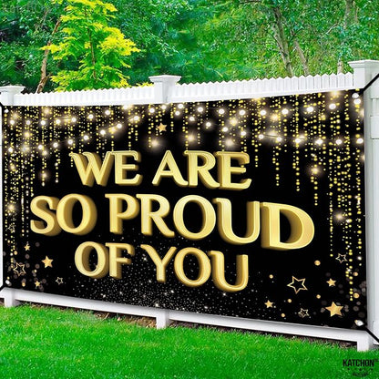 KatchOn Black and Gold Congratulations Banner 72x44 Inch | We Are So Proud of - Image 6