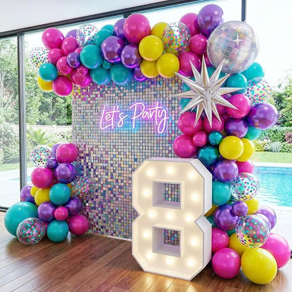 Pink Blue Purple Balloons, Iridescent Disco Ball Foil Balloons, 12 Inch Hot - Image 6