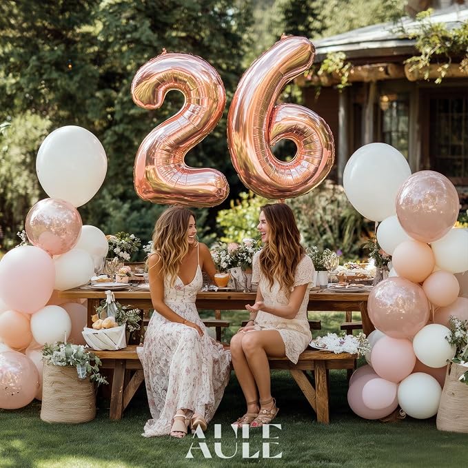 AULE 40 Inch Rose Gold 26 Balloon Number Foil 0-9 Birthday Big Numbers | - Image 4