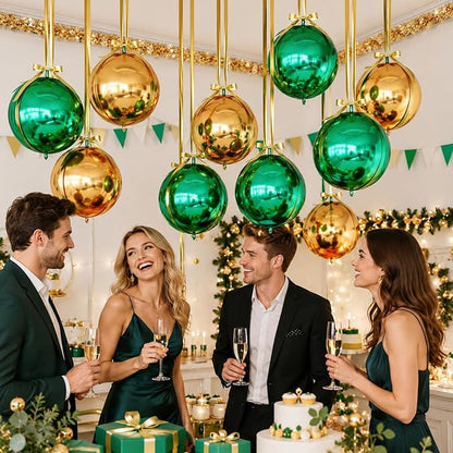 Green Gold Round Foil Balloons - Image 6