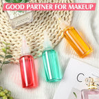 Eccliy 60 Pieces 2 oz 60 ml Plastic Bottles Applicator with Twist Top Cap Pet Refillable Plastic Empty Applicator Bottle for Hair with Clear Twist Top Cap for Hair Oils and Liquids