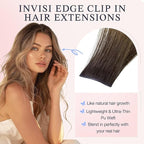 DOORES Invisible Clip in Hair Extensions 22 Inch 110g 7pcs, Real Human Hair Invisi Edge Virgin Clip ins Extensions Straight Thickening, 1D/2C/4E Natural Black to Dark Brown and Chocolate Brown