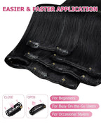 YoungSee 135G Clip in Human Hair Extensions Straight Hair Extensions Clip ins Jet Black Clip on Human Hair Extension Real Human Hair for Full Head 18Inch 7Pcs