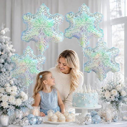 Iridescent Snowflake Balloons, New Year, Birthday and Baby Shower Decorations - Image 5