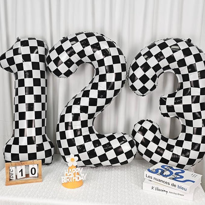 40In Black White Checkered Number 2 Balloon Race Car Digital Foil 2 Balloon | - Image 6