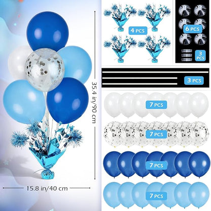4 Set Blue White Balloon Centerpieces - Image 3