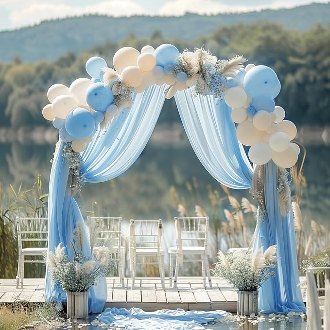 Wedding Arch Draping Fabric Backdrop Drapes 6 Panels, Dusty Blue | 28.7"x20FT - Image 5