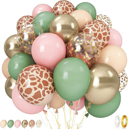 Pink Jungle Safari Balloons, Light Pink Cream Beige Balloon by Govpy
