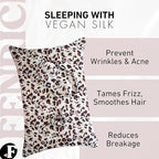 Satin Pillowcase Gift Set for Women – Brown Leopard, Silky Soft, Reduces Frizz | Includes Satin Eye Mask & Scrunchie | for Curly Hair, Sensitive Skin | Perfect