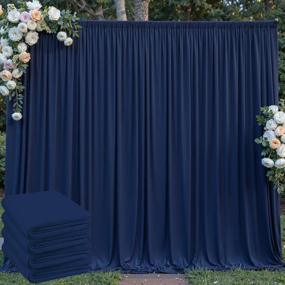 20 ft x 10 ft Wrinkle Free Navy Blue Backdrop Curtain by Outpain