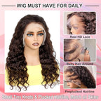 MEIMEI 13x6 Loose Wave HD Lace Front Wigs Human Hair 200 Density Chocolate Brown 100% Real Human Hair 15A Loose Deep Wave Wig Pre Plucked, No Synthetic Blend No Tangle No Shedding Triple Lifespan 3X