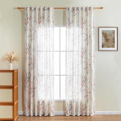 MYSKY HOME Floral Sheer Curtains - Image 2