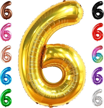 KatchOn Gold Number 6 Balloon 40 Inch, 6th Birthday Balloon | 6th Birthday by KatchOn