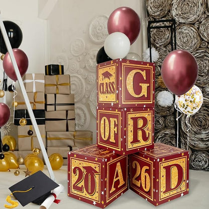 Maroon and Gold Graduation Boxs Letters Box | Class of 2026 Graduation Party by ssailuedecor