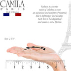 Camila Paris CP2806 French Hair Barrette Clip for Girls, Handmade, White Tokyo, Metal-Free Closure Strong Hold Grip Hair Clips for Women, No Slip Durable Styling Girls Hair Accessories, Made in France