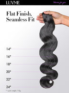 LUVME Body Wave Seamless 110g 7Pcs Clip in Hair Extensions Full Max with 24inch Remy Human Hair Extensions, Natural Black 100% Real Soft Hair