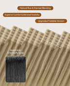 VINBAO Invisible Tape in Hair Extensions Human Hair Seamless Injected Human Hair Tape Ins Extensions Balayage Ash Brown to Caramel Blonde Natural Blend 50g 20pcs 18inch #10/16/16