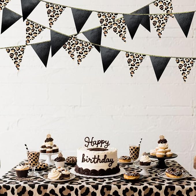 Leopard Black Pennant Banner Flag Hanging Paper Triangle Bunting - Image 5