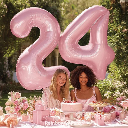 RainbowQ Pink 24 Balloon Number 40 Inch 0-40 Foil Large Balloons | Big Mylar 24 - Image 4