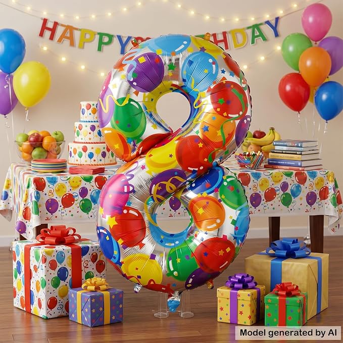 40 Inch Number 8 Balloon Colorful Foil Balloons - Image 4