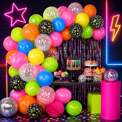 Glow Party Balloons, Lime Green Pink Orange Yellow Blue - Image 4