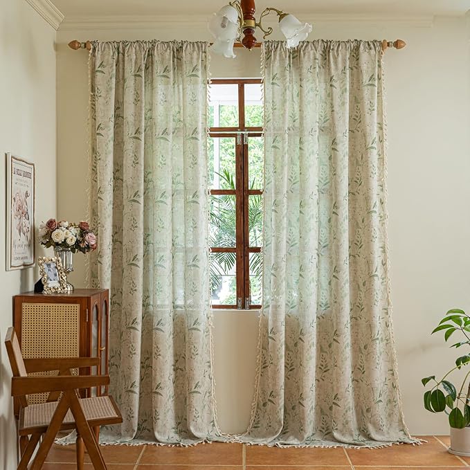 ENJOYBRIDAL Floral Curtains 84 Inch Length Light Filtering Semi Sheer Drapes - Image 4