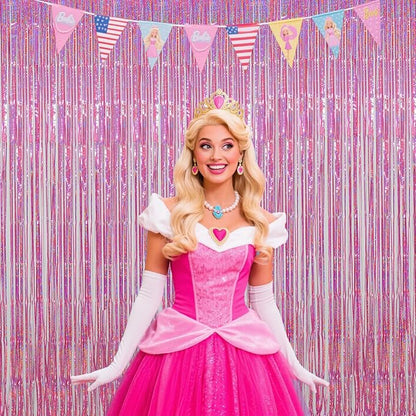 Pink Foil Fringe Curtains Party Decorations, 3.28x6.56ft Sparkling Streamer - Image 5