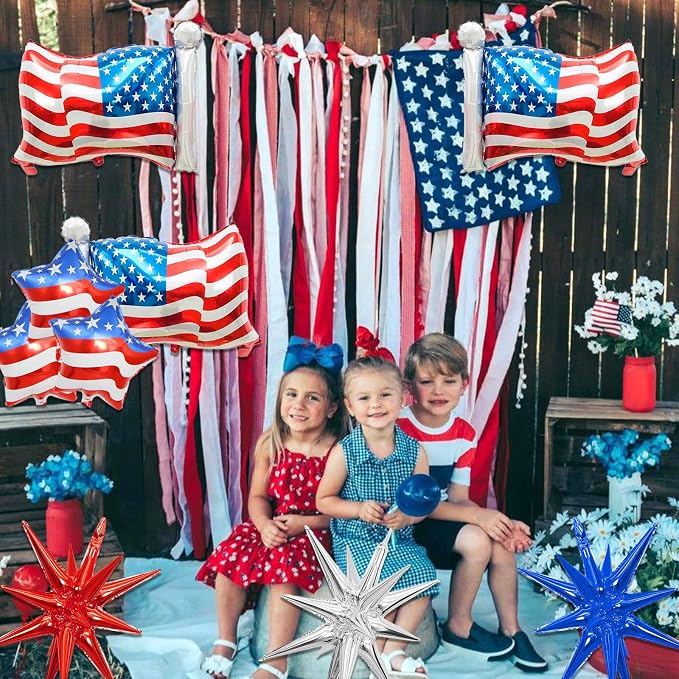 9Pcs 4th of July Balloons American Flag Foil Balloons Patriotic Independence - Image 5