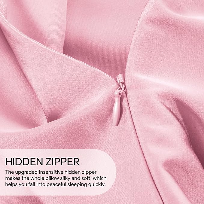 INFIIXSO Mulberry Silk Pillowcase for Hair and Skin, Silk Pillow Cases Queen Size Set of 2 with Hidden Zipper 20"x30", Ultra Smooth and Soft Cooling Pillow Cases for Hot Sleepers(Pink, 2 Pack)